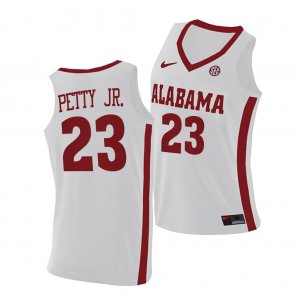 Men's Alabama Crimson Tide #23 John Petty Jr. White 2021 NCAA Replica College Basketball Jersey 2403OTRR8